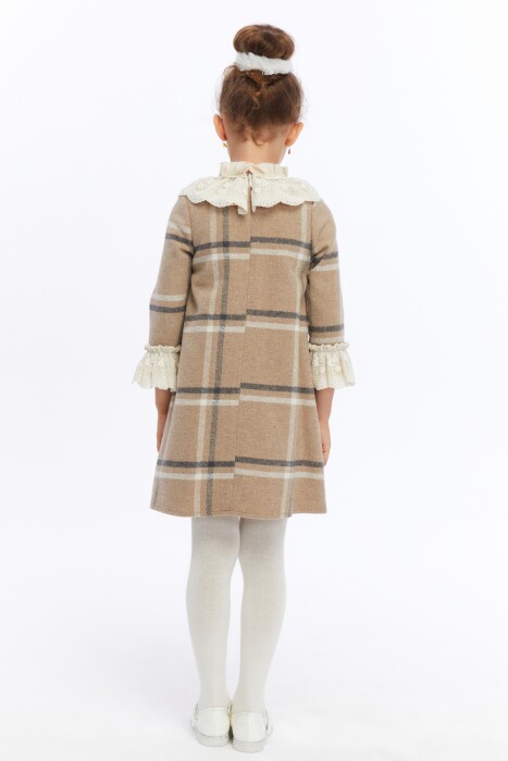 Kız Çocuk Elbise 3-7 Yaş 2631 Kahverengi - 5