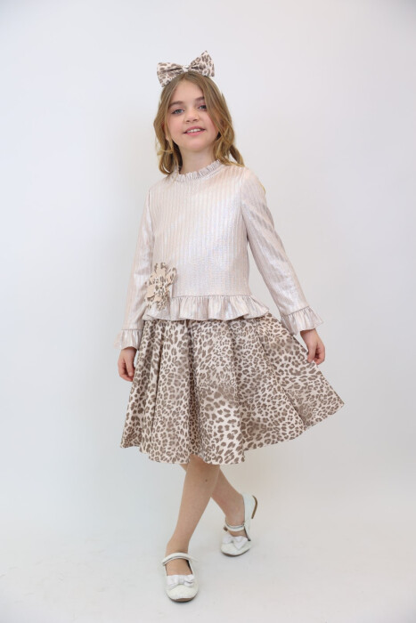 Kız Çocuk Elbise 3-12 Yaş 2918 Pembe - 6