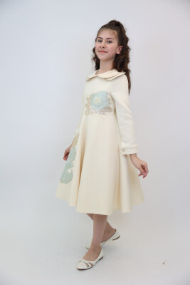 Kız Çocuk Elbise 8-13 Yaş 3902 Ekru - 4