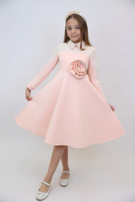 Kız Çocuk Elbise 6-14 Yaş 3900 Somon - 2