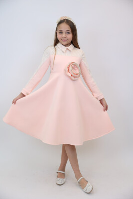 Kız Çocuk Elbise 6-14 Yaş 3900 Somon - 5