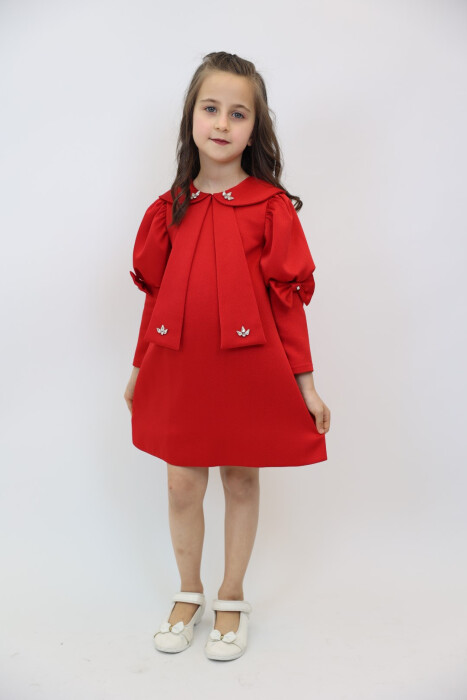 Kız Çocuk Elbise 1-6 Yaş 2915 Kırmızı - 3