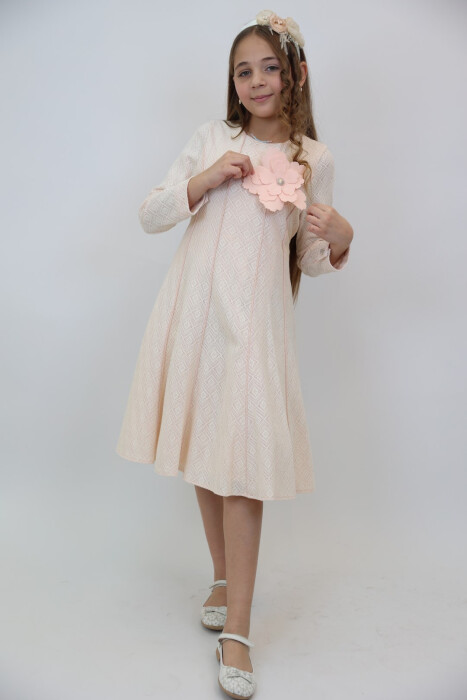 Kız Çocuk Elbise 4-12 Yaş 3908 Somon - 2