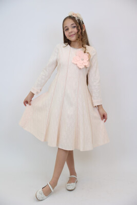 Kız Çocuk Elbise 4-12 Yaş 3908 Somon - 4