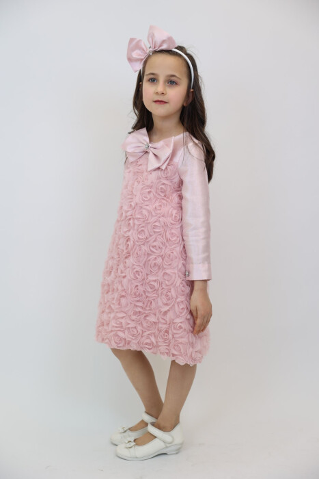Kız Çocuk Elbise 3-10 Yaş 3911 Pembe - 1