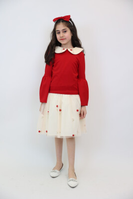 Kız Çocuk Elbise 3-12 Yaş 3955 Kırmızı - 11