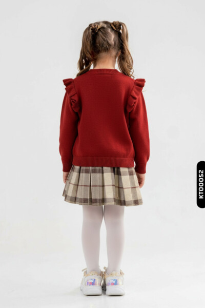 Kız Çocuk Elbise 4-12 Yaş 2003 Bordo - 2