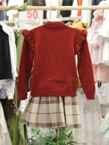 Kız Çocuk Elbise 4-12 Yaş 2003 Bordo - 6