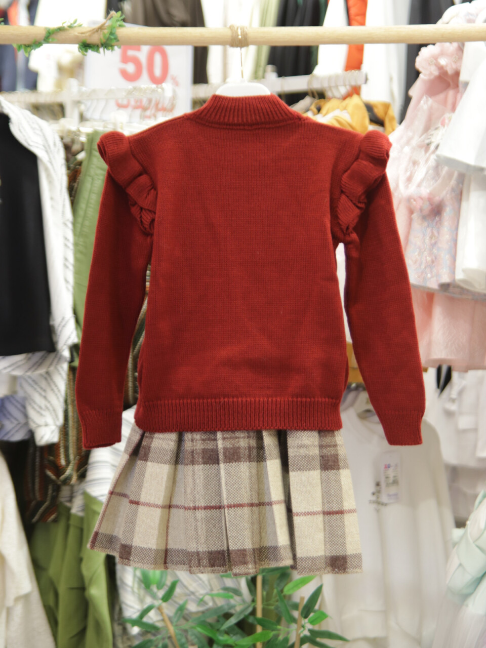 Kız Çocuk Elbise 4-12 Yaş 2003 Bordo - 6