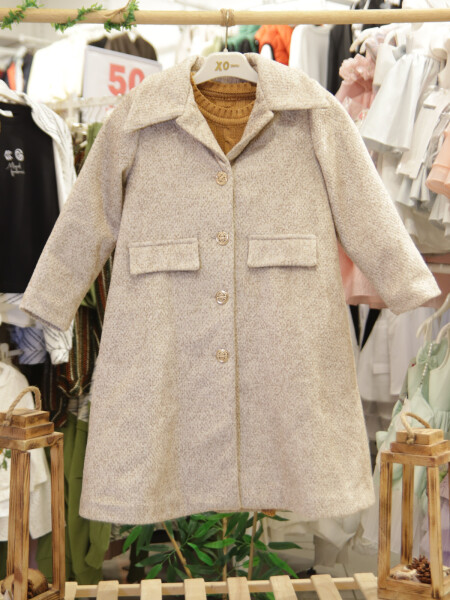 Kız Çocuk Kabanlı Elbise Takmı 6-14 Yaş 2005 Bej - 3