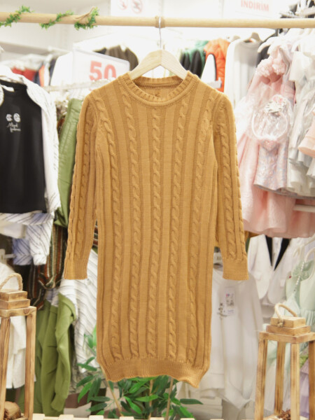 Kız Çocuk Kabanlı Elbise Takmı 6-14 Yaş 2005 Bej - 4