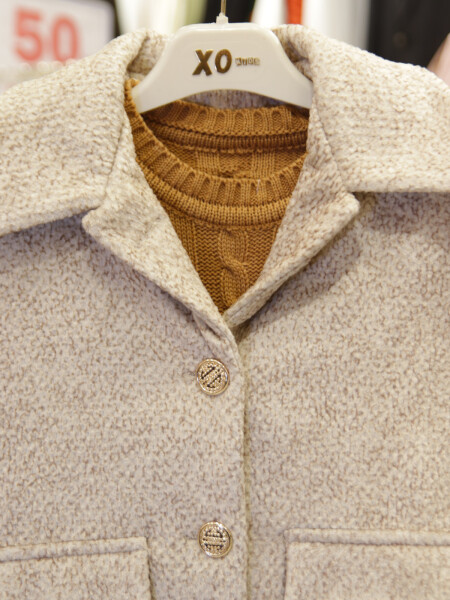 Kız Çocuk Kabanlı Elbise Takmı 6-14 Yaş 2005 Bej - 7