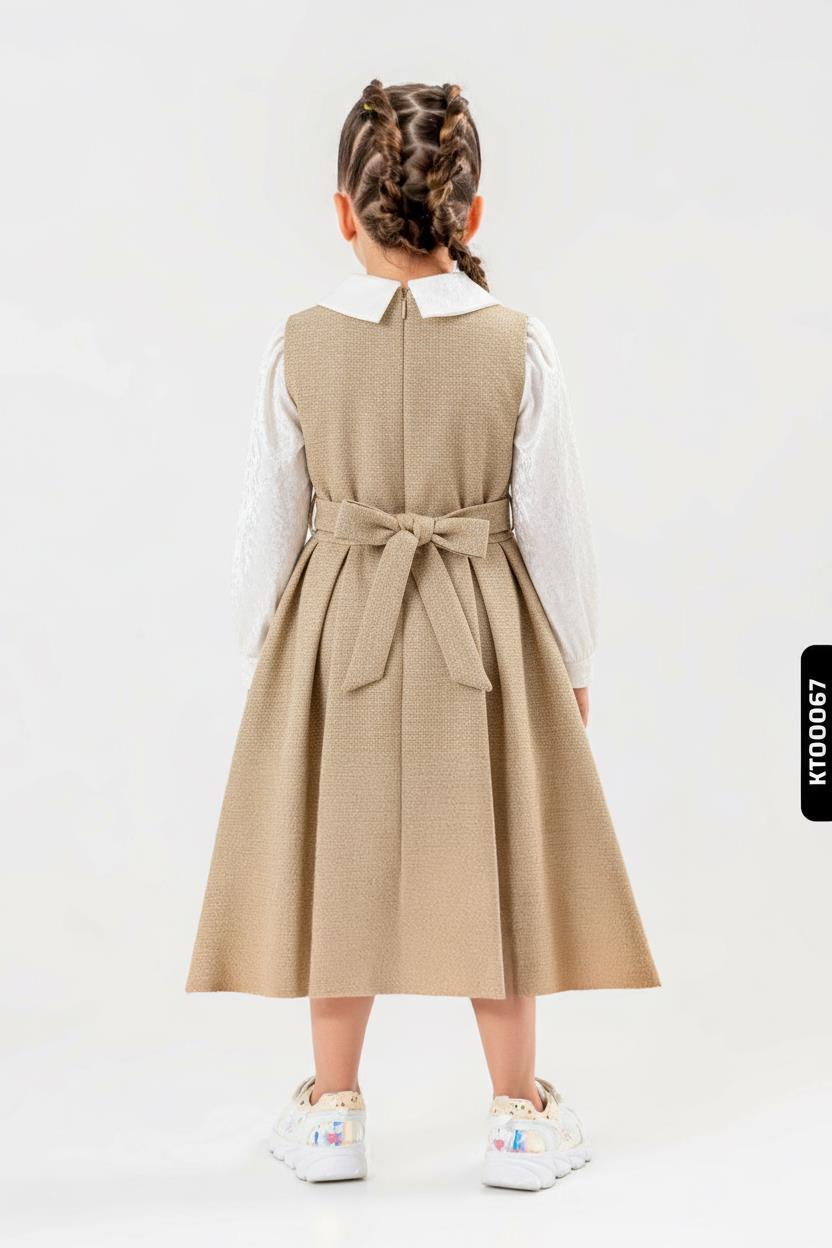 Kız Çocuk Elbise 2-6 Yaş 400 Ekru - 4