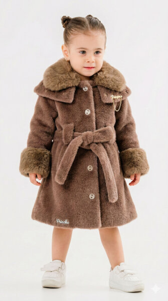 Kız Çocuk Elbise ve Kaban Takmı 2-6 Yaş 400 Kahve - Brand Baby