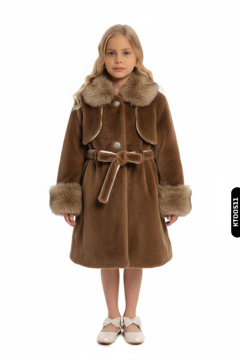 Kız Çocuk Elbise 6-10 Yaş 664 Kahve - 1