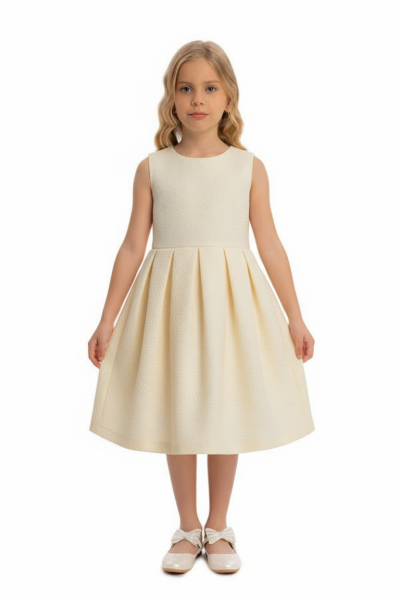 Kız Çocuk Elbise 6-10 Yaş 664 Bej - 3
