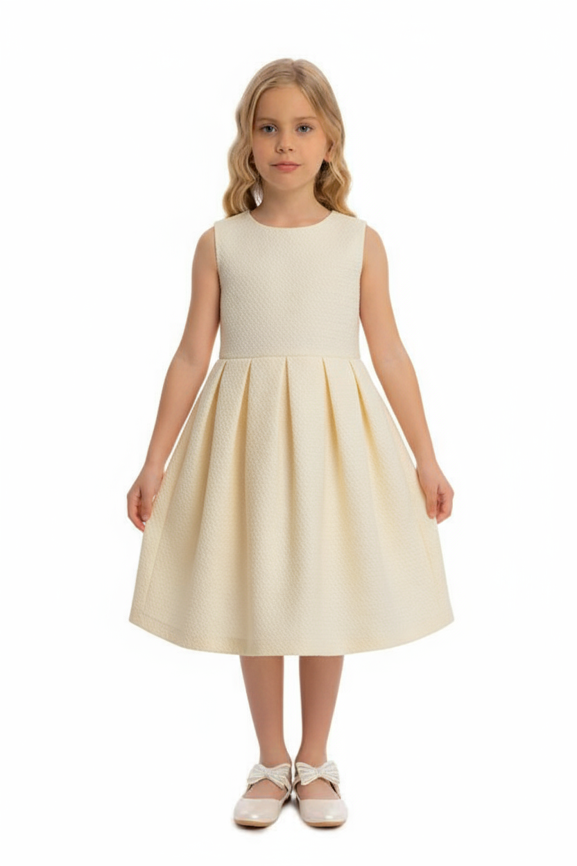 Kız Çocuk Elbise 6-10 Yaş 664 Bej - 3