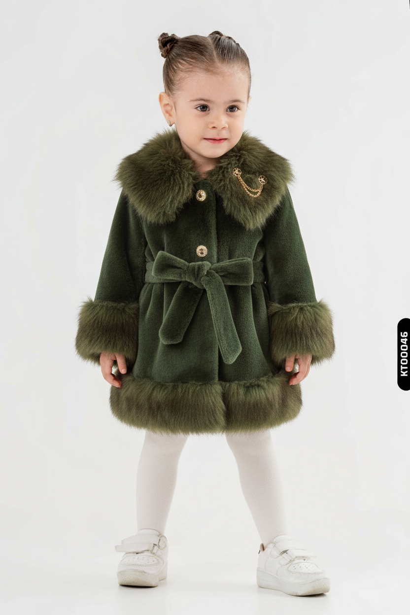 Kız Çocuk Elbise 2-6 Yaş 492 Haki - 1