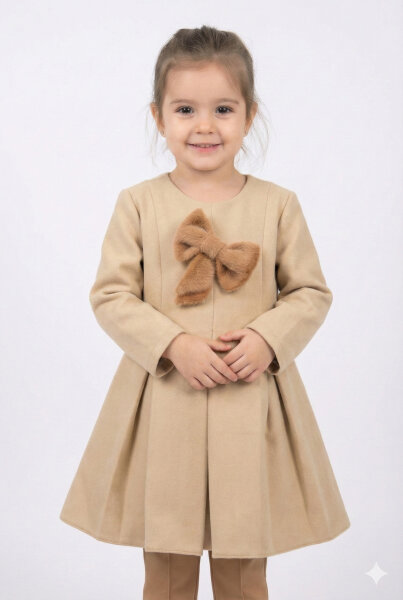Kız Çocuk Elbise 2-6 Yaş 492 Bej - 3