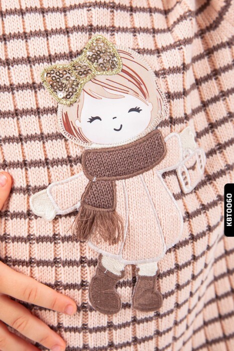 Şapkalı Çoraplı Kız Çocuk Elbise 9-24 Ay 2204 Pembe - Kahverengi - 3