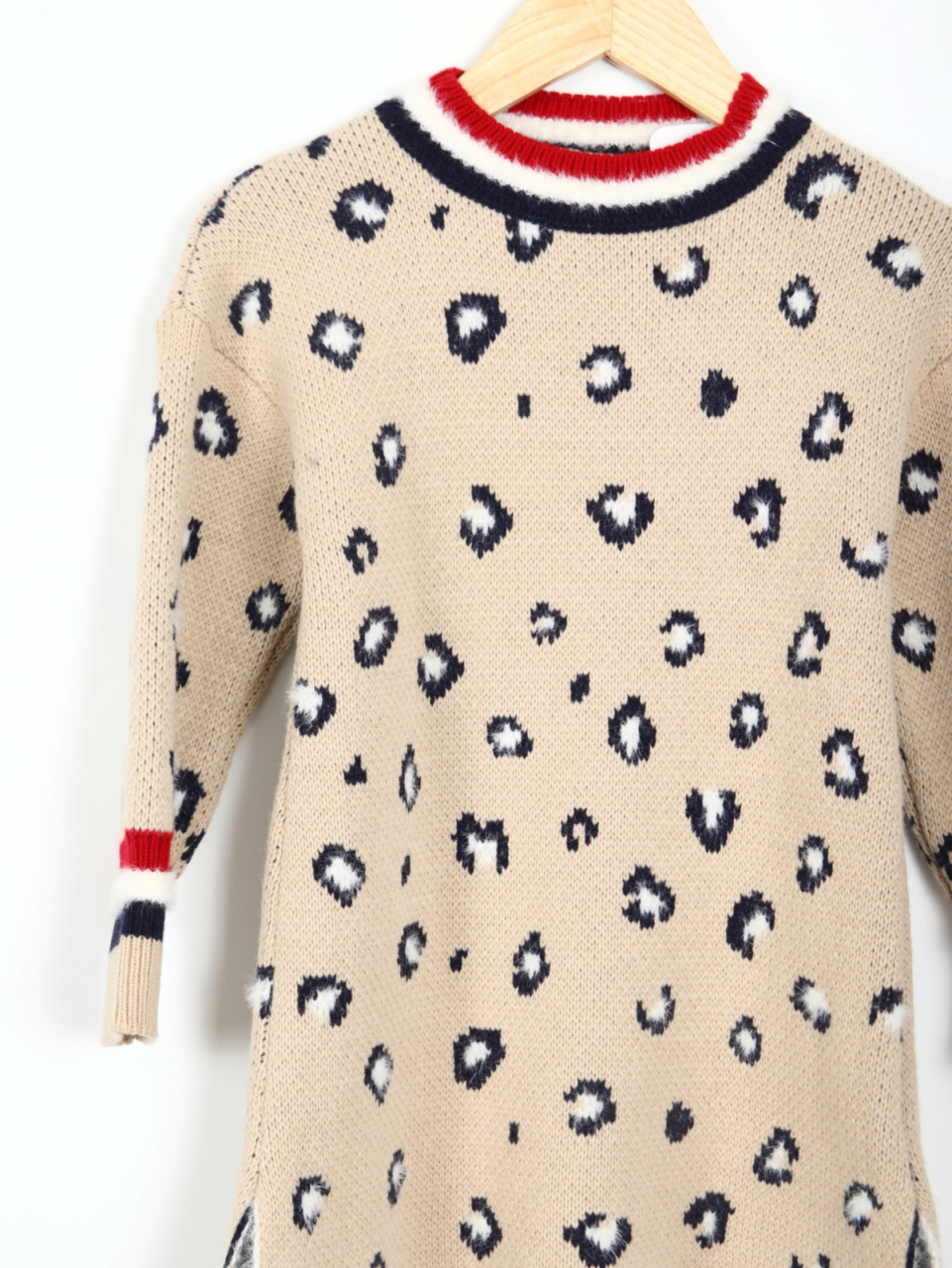 Kız Çocuk Yuvarlak Yakalı Yan Yırtmaçlı Elbise + Hediye 3-7 Yaş 2228 Bej - 2