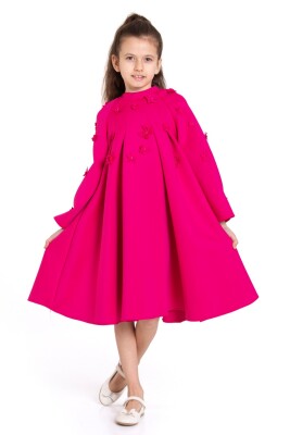 Kız Çocuk Elbise 4-8 Yaş 9192 Fuşye - 1
