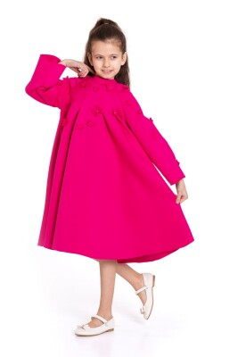 Kız Çocuk Elbise 4-8 Yaş 9192 Fuşye - 2