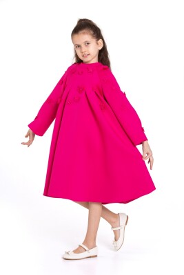 Kız Çocuk Elbise 4-8 Yaş 9192 Fuşye - 3
