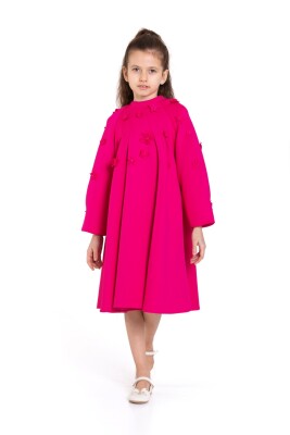 Kız Çocuk Elbise 4-8 Yaş 9192 Fuşye - 4
