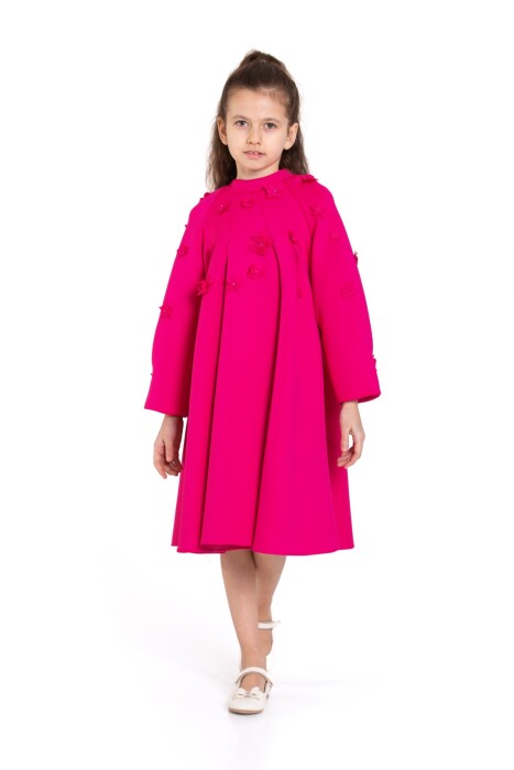 Kız Çocuk Elbise 4-8 Yaş 9192 Fuşye - 4