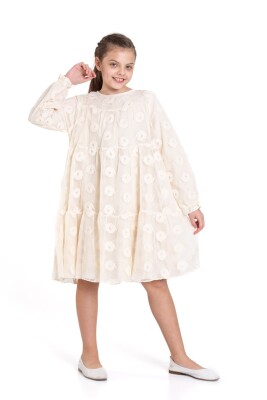 Kız Çocuk Elbise 10-14 Yaş 36029 Ekru - 2