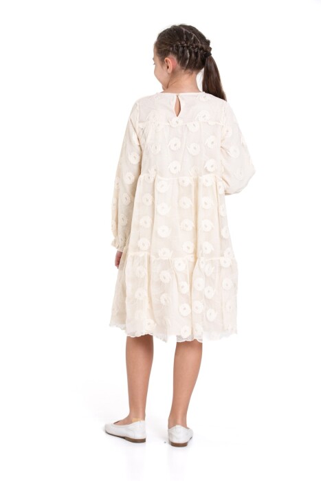Kız Çocuk Elbise 10-14 Yaş 36029 Ekru - 3