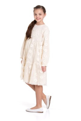 Kız Çocuk Elbise 10-14 Yaş 36029 Ekru - 4