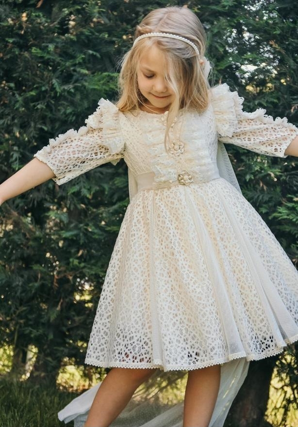 P-002068( M 2049) Kız Elbise 3-7 Yaş 07 Krem - 2