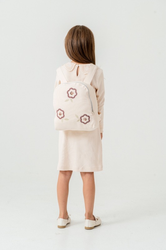 Kız Çocuk Elbise 4-7 Yaş 52032 Bej - 3