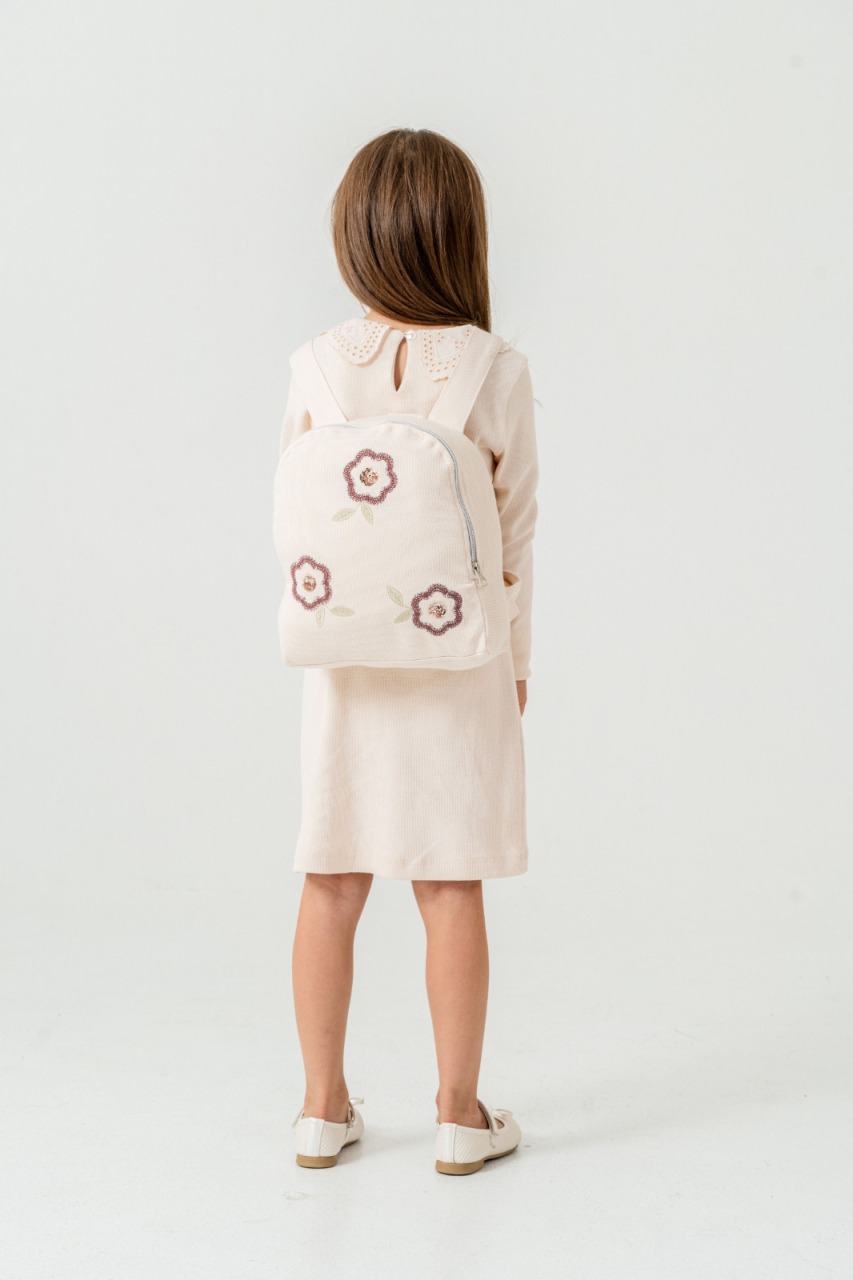 Kız Çocuk Elbise 4-7 Yaş 52032 Bej - 3