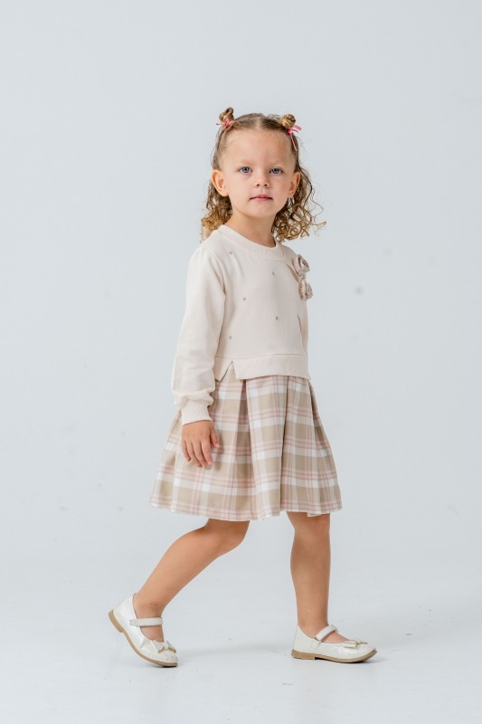 Kız Çocuk Elbise 1-4 Yaş 52045 Bej - 2