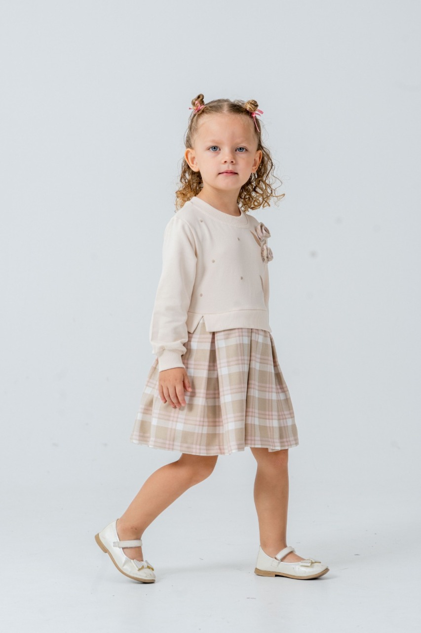 Kız Çocuk Elbise 1-4 Yaş 52045 Bej - 2