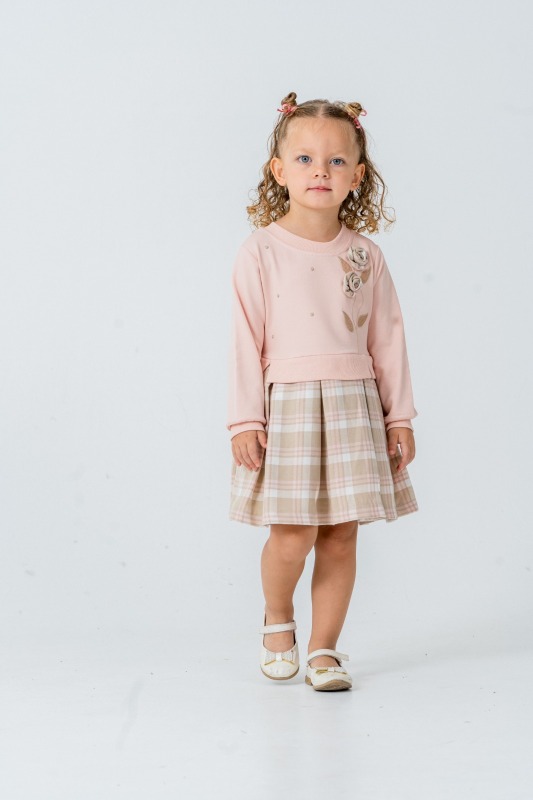 Kız Çocuk Elbise 1-4 Yaş 52045 Pembe - 1