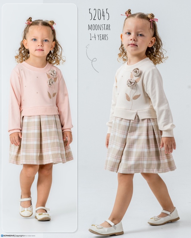 Kız Çocuk Elbise 1-4 Yaş 52045 Pembe - 2