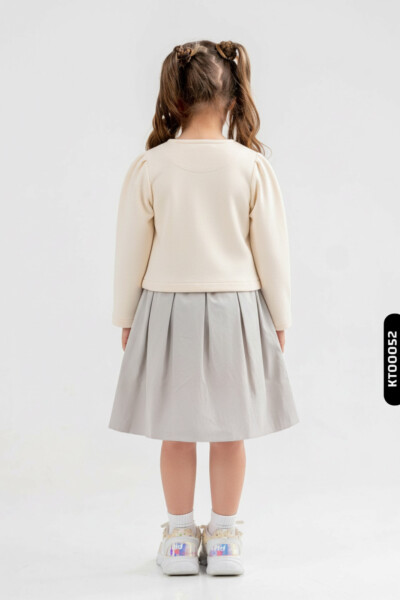 Kız Çocuk Elbise 4-7 Yaş 52072 Bej - Yeşil - 2