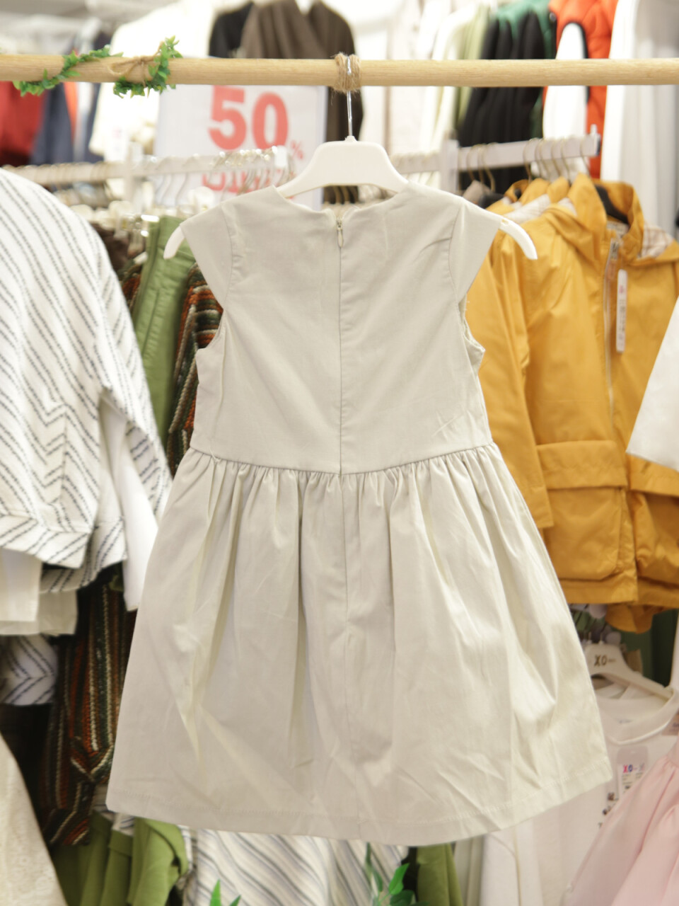 Kız Çocuk Elbise 4-7 Yaş 52072 Bej - Yeşil - 4