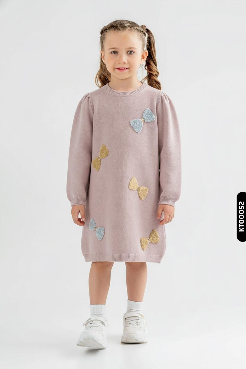 Kız Çocuk Elbise 3-6 Yaş 52110 Mor - 1