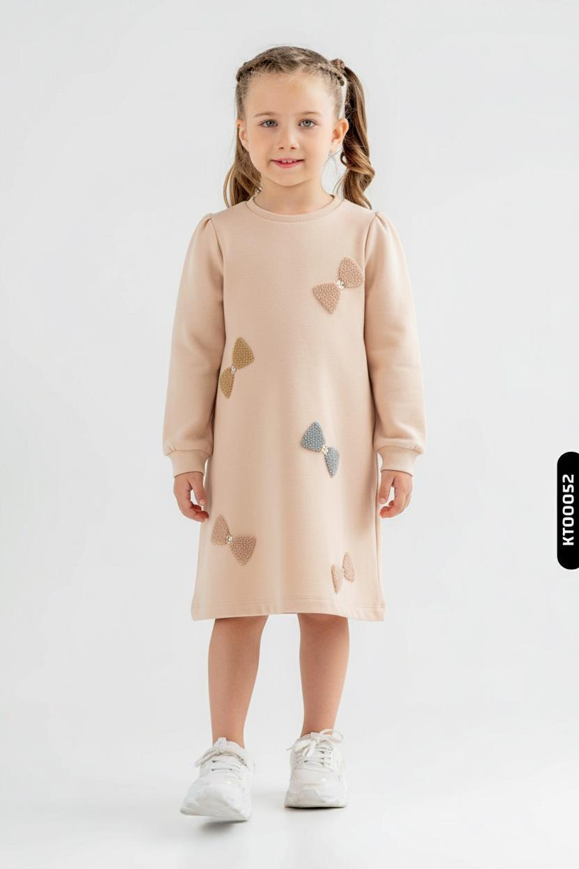 Kız Çocuk Elbise 3-6 Yaş 52110 Bej - 1