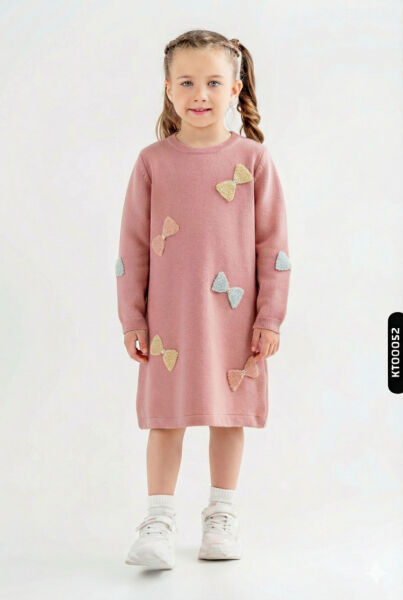 Kız Çocuk Elbise 3-6 Yaş 52110 Gül Kurusu 