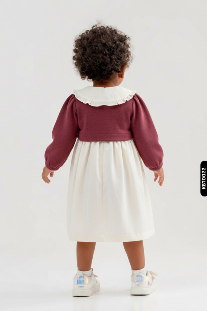 Kız Çocuk Elbise 9-24 Ay 52095 Bordo - 2