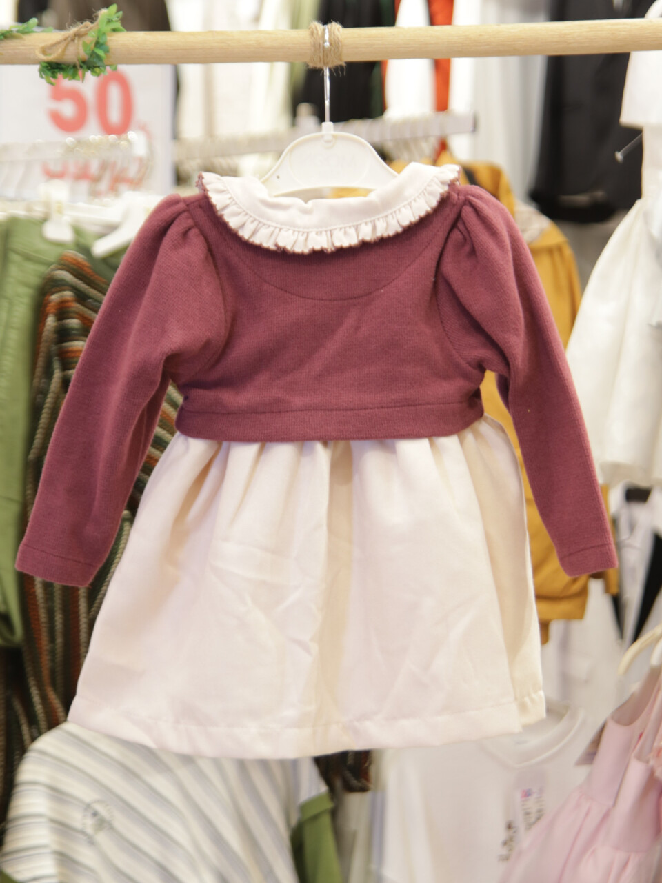 Kız Çocuk Elbise 9-24 Ay 52095 Bordo - 4