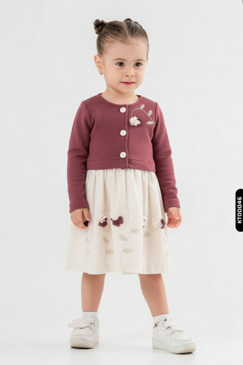 Kız Çocuk Elbise 2-5 Yaş 52074 Bordo - 1