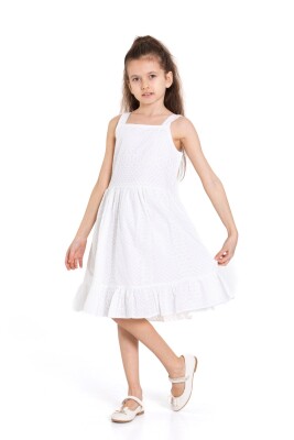 Kız Çocuk Elbise 4-8 Yaş 78502 Beyaz - NK KİDS