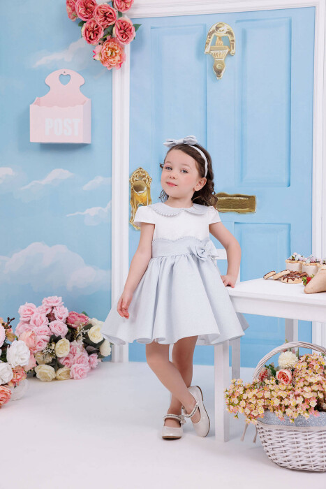 Kız Çocuk Elbise 6-24 Ay 35305 Mavi - 5